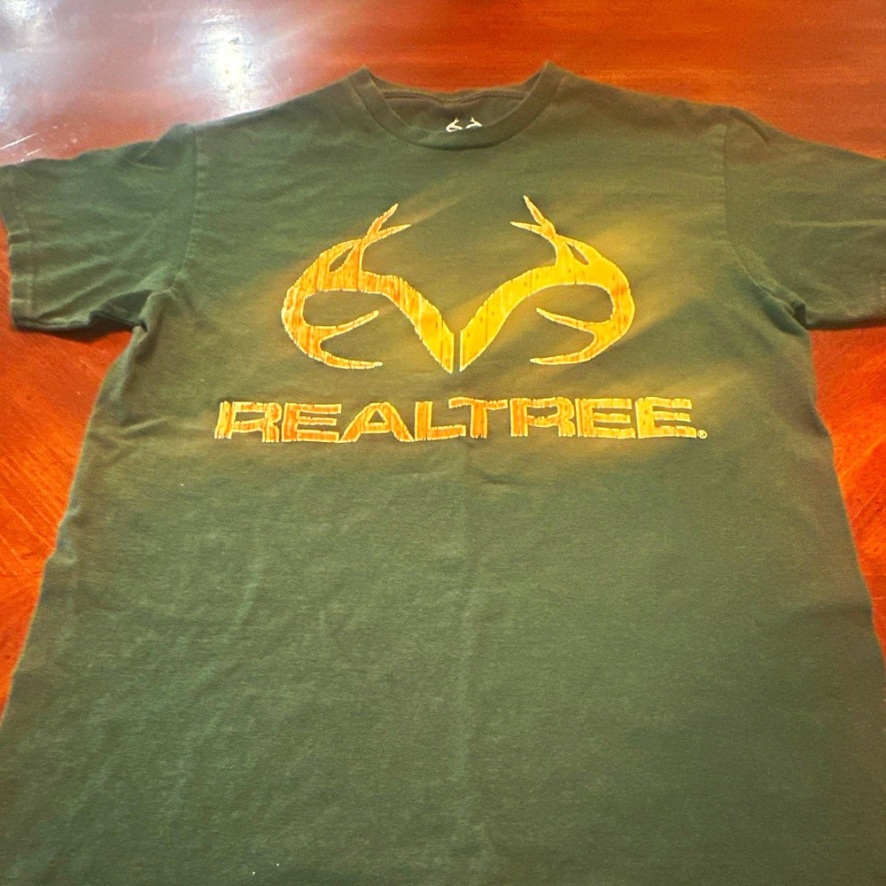 Realtree Men's Size M Green Cotton Short Sleeve Graphic Print T-Shirt Regular